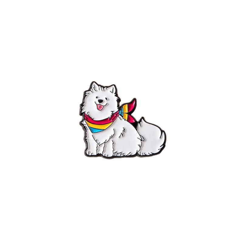 Cartoon Creative Dog Series Small Animal Alloy Brooch Samoyed Puppy Bag Decorative Badge