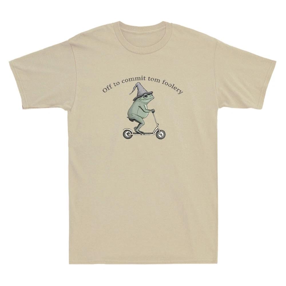 Whimsical Frog Wizard Off to Commit Tom Foolery Frog Funny Meme Men s T-Shirt 3XL