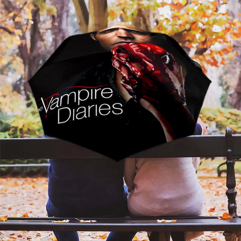 Blood Desire: Vampire Diaries Folding Umbrella Suitable for All Seasons 8 Paraphenoid Bones Umbrella Travel Umbrella