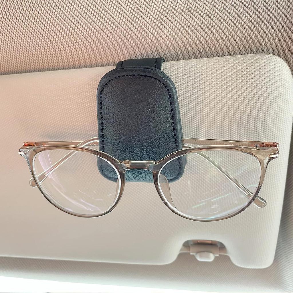 Leather Car Vehicle Sun Visor Sunglasses Clips Holder Eyeglasses Hanger And Ticket Card Clip Auto Interior Accessories