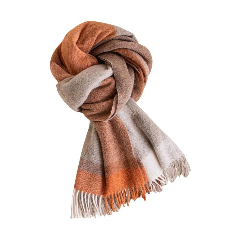 Korean Style Atmosphere Cashmere Shawl Large Plaid Scarf Dual Purpose Office Autumn and Winter Versatile Warm Scarf