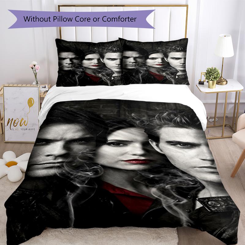 3pcs Vampire Diaries Bedding Set Duvet Cover Closure Includes 1 Duvet Cover & 2 Pillowcases, Soft and Comfortable for All Seasons.