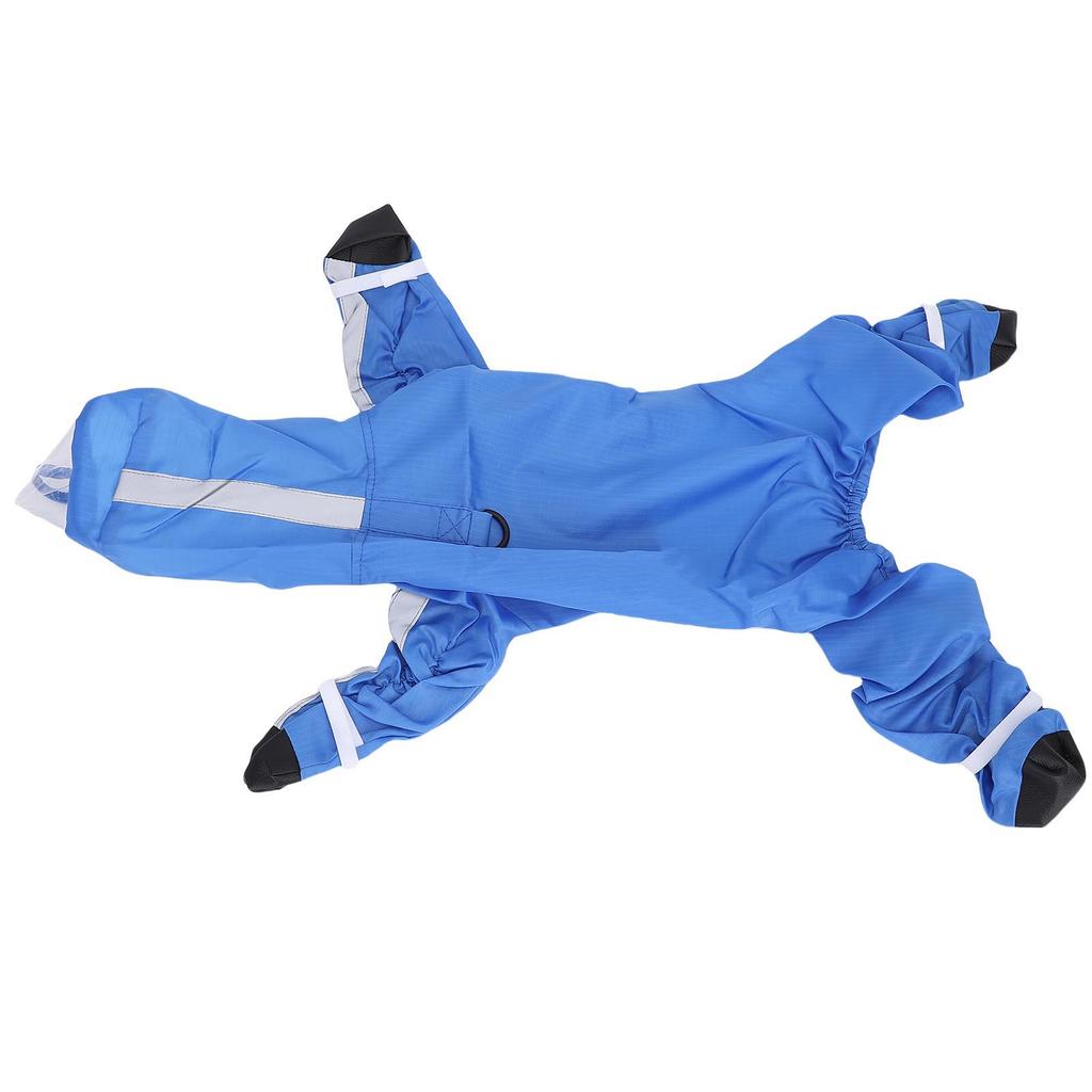 Hund Regenmantel mit Kapuze Modisch Wasserdicht 4 Beine Hunde Regenjacke Slicker für Welpen Kleine Haustiere Blau S