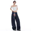 2025 Spring Women's Ruffle Edge Double Waist Saber Pants In Washed Spicy Street Style