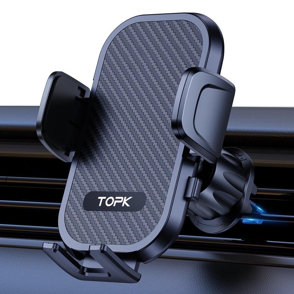 

TOPK Car Phone Holder Mount Air Vent Cell Phone Holder for Car Hands Free Easy Clamp Cradle in Vehicle Fit All 4 to 7 Phone