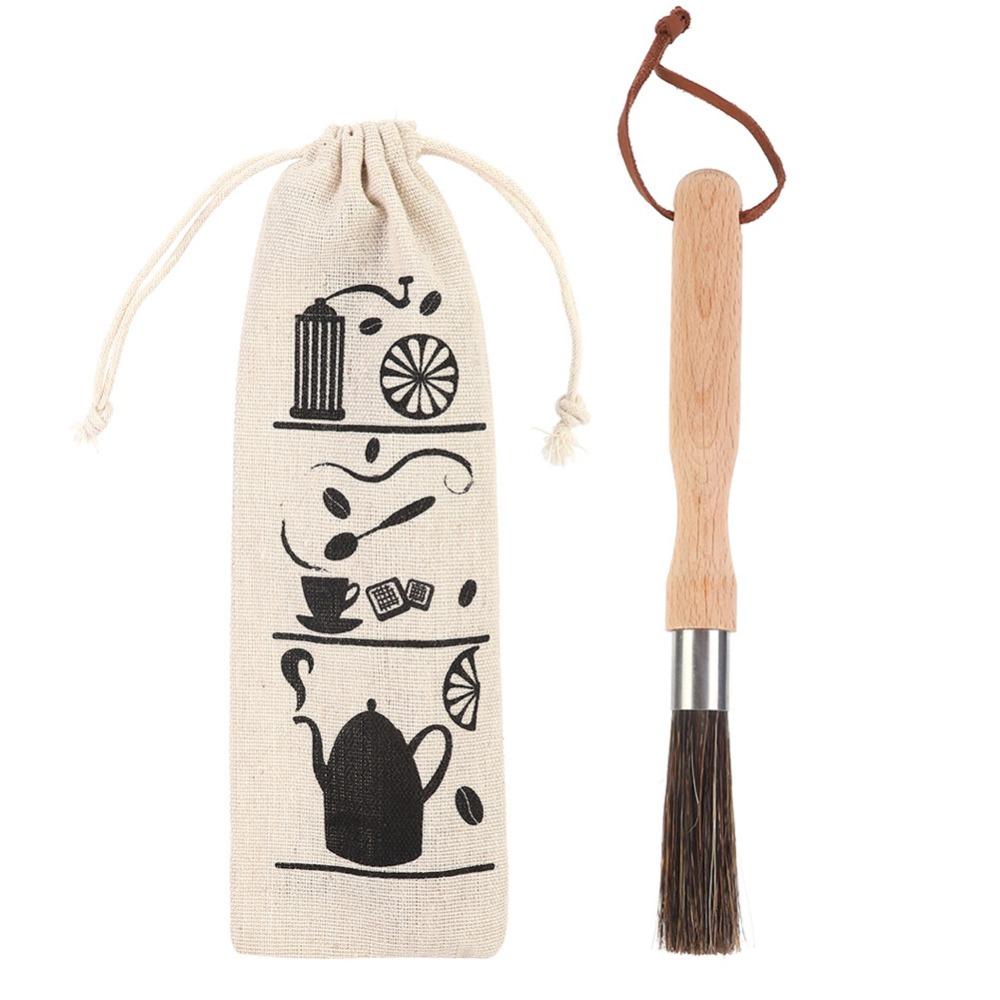 Wood Handle Coffee Machine Brush Stainless Steel Coffee Brush Accessories  Coffee Grinder Cleaning