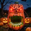 Halloween Horror Skull Face Pumpkin Candy Storage Box Voice-activated Luminous Pumpkin Ornaments for Holiday Party