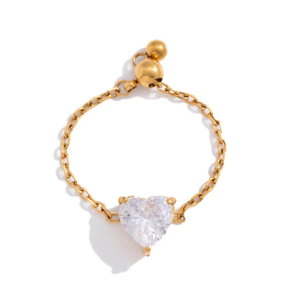 

Minimalist Zirconia Chain Rings Elegant Finger Jewelry Fashion Women Link Chain Ring Wedding Style D