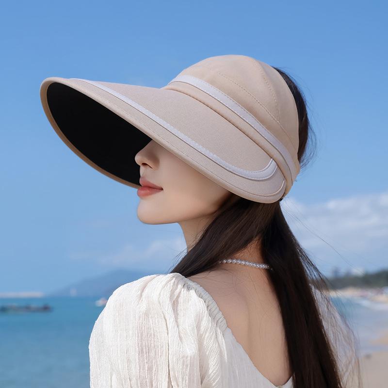 New summer hat women's fashion versatile empty top hat outdoor travel cycling big brim sun hat