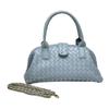 Hand-woven shell bag, genuine leather women's bag, high-end bowling handbag, crossbody shoulder bag.