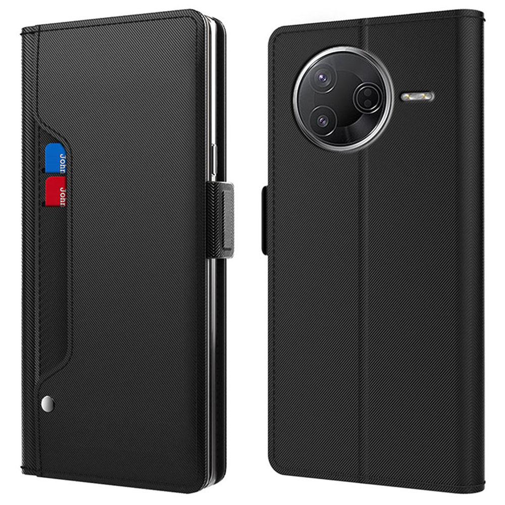 

For Xiaomi Poco F7 Pro 5G/Redmi K80 5G Case Stand PU Leather Phone Cover Card Holder Mirror Black