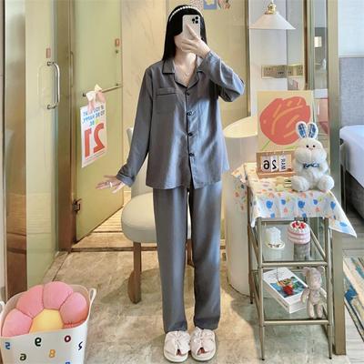 Plus Size Damen Langarmhose Pyjama Nachtwäsche Solid White Pyjama Mujer Schlafzimmer Home Kleidung Weiblicher Pyjama