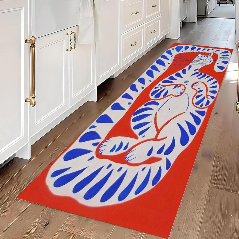 2D Printing Cute Tiger Pattern Carpet Holiday Decoration Non Slip Door Pads Suitable for Living Room Area Decortion Flormat