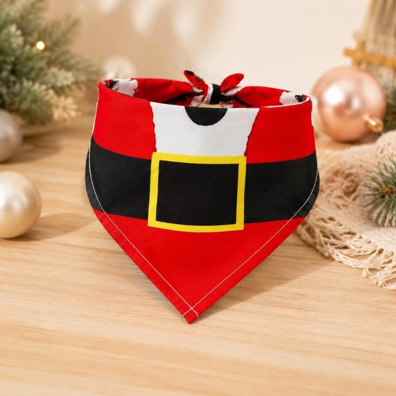 Holiday Pet Neckwear, Soft Christmas Neckerchief Cartoon Printed Dog Scarf Collar for Picture Days, Party Wear and Seasonal Style