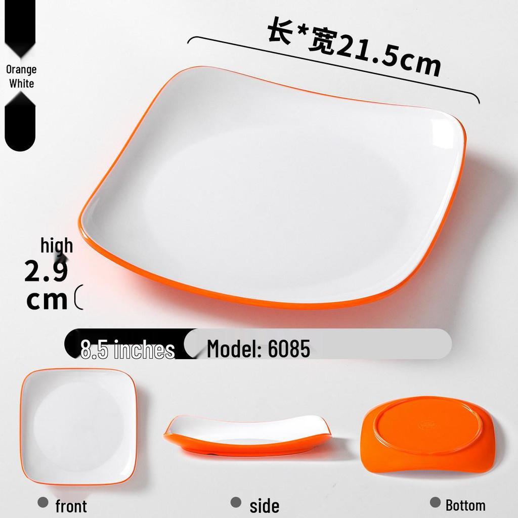 Double Color Melamine Square Rice Bowl Plate - Commercial & Catering Use