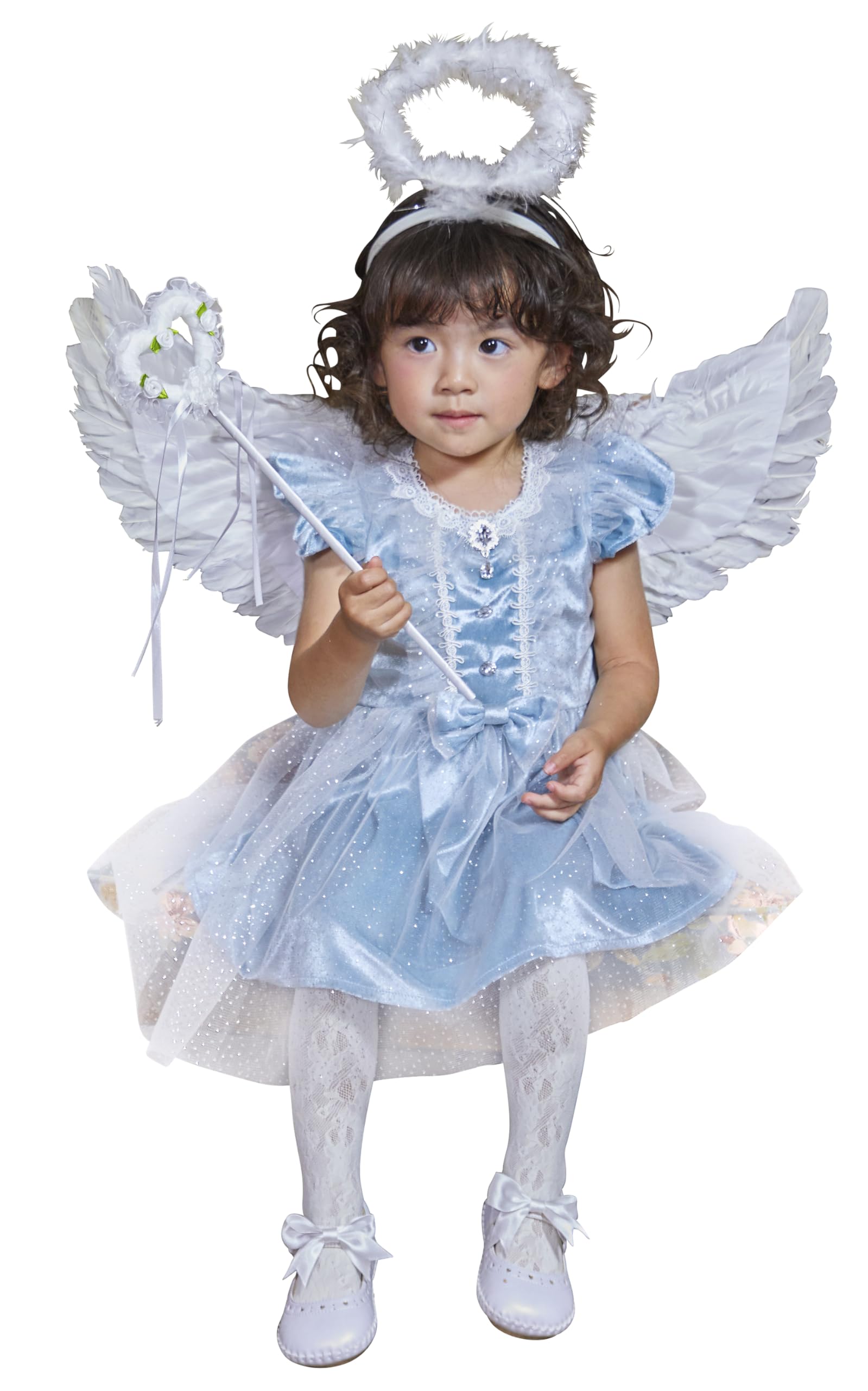 Clearstone Grace Charm Crystal Angel Baby Girl Costume (90cm) - Blue - Perfect for Halloween, Photoshoots, and Events.