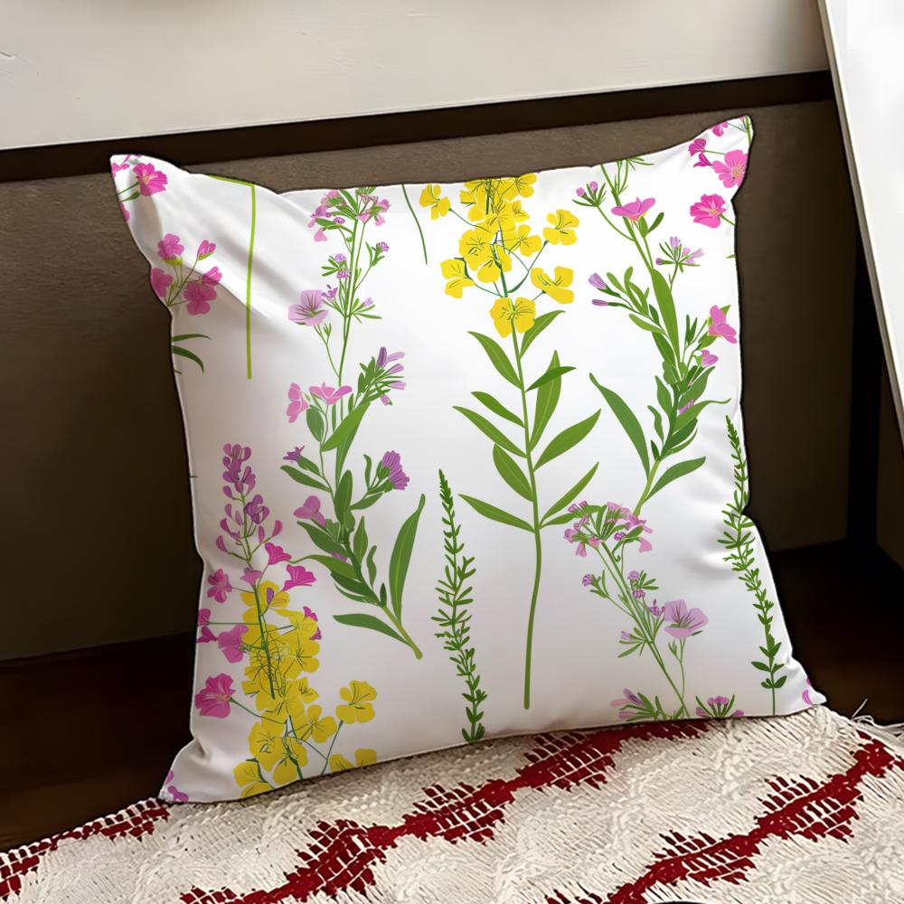 Spring Wildflowers Cushion Cover Reversible Soft Durable Pillow Cover Home  Car MultiScene Use for Daily Comfort