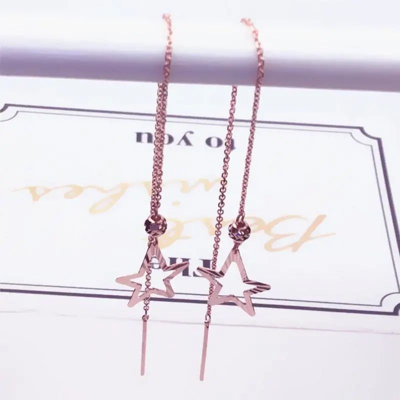 Exquisite Purple Gold Russian Shining Star Earrings Women'S Simple Temperament Korean Version Rose Gold Plated Earrings Jewelry