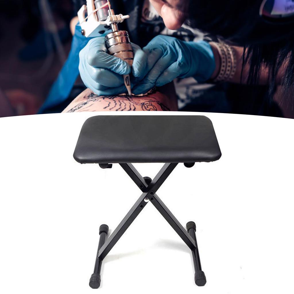 Tattoo Folding Stool Portable Microblading Beauty Salon Height Adjustable Metal PU Leather Stool