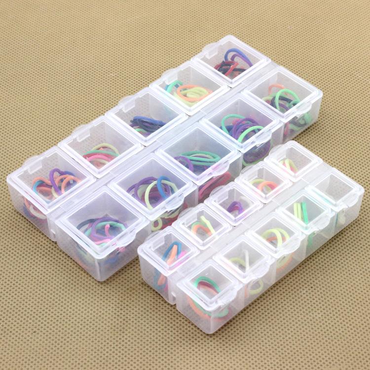 10-Compartment Plastic Organizer Box for Jewelry, Electronics, and Rhinestones with Independent Lid Opening