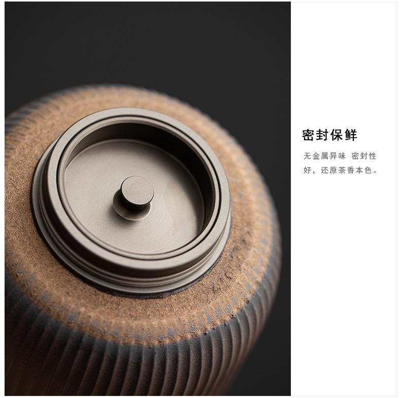 Tin lid threaded gold-plated tea can Japanese coarse pottery size sealed storage jar tea warehouse Ceramic candy storage jar