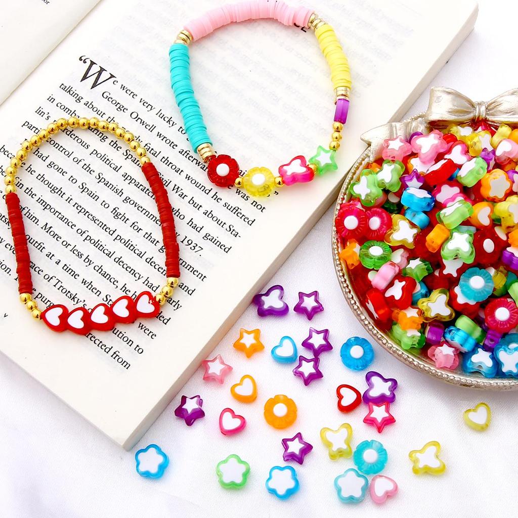 15g/Bag Mixed Color Acrylic Plastic Star Heart Butterfly Flower Beads For DIY Jewelry Making Accessories