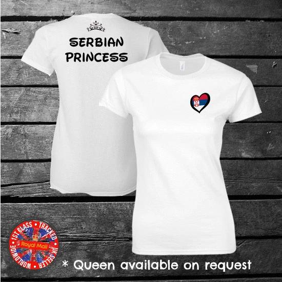 Serbian Princess T-shirt Serbia Ladies Kids Gift 2XL