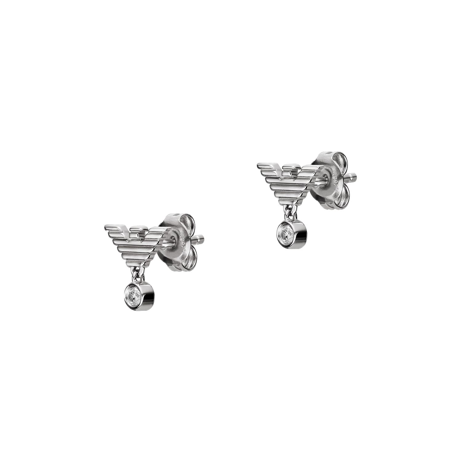 Emporio Armani Fashion Eagle Logo Zircon Silver Earrings Women earrings EG3581040 Basic Packaging