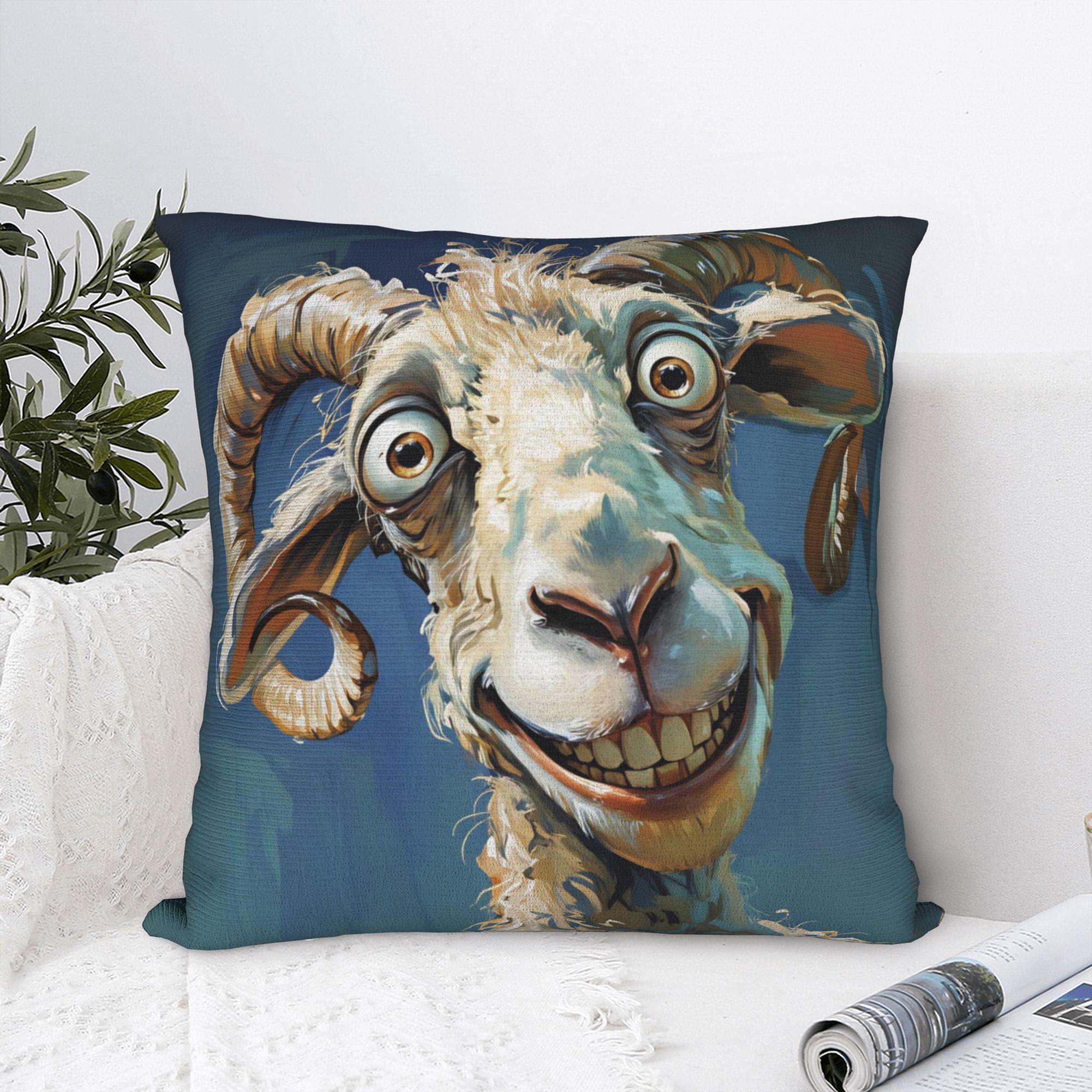 Fine Glasses Unisex Funny Goat Pillowcases Funny Pillow Case For Living Room Bed Chair Print Pillow Cover