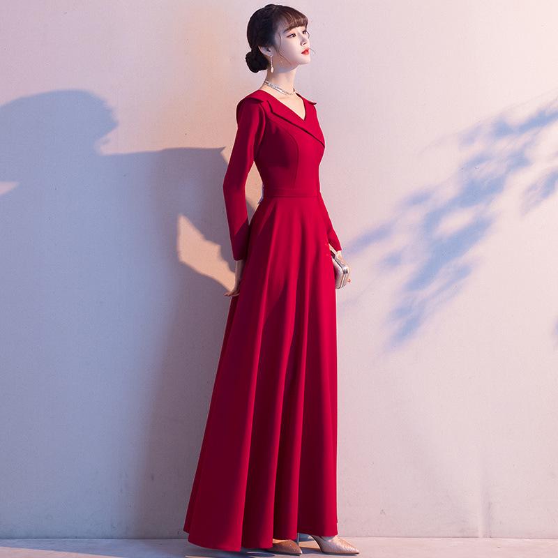 Burgundy Toast Bridal Dress: Versatile Wedding Dress and Everyday Wear for Women, Suitable for Spring and Autumn.