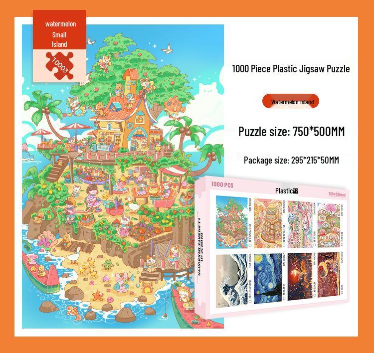 1000-Piece Challenging Plastic Puzzle for Adults – World Famous Paintings Edition with Original Illustrations for Relaxation