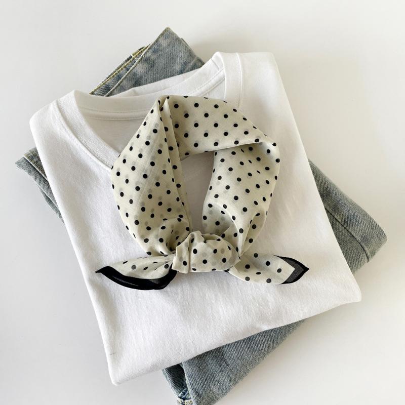 Commuter Style Silk Cotton Small Square Scarf  Small Silk Scarf for Women's Spring and Summer Scarf