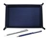 Japanese Grained Cowhide Pen Tray In Blue with Metal Pointer and Slim Rotating Ballpoint Pen Set In Blue TRAL-701S-PD04-L