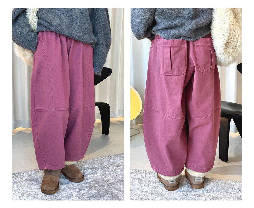 Louvre Winter Japanese Style Elastic Fleece Wide-Leg Balloon Pants - Women's Relaxed Fit