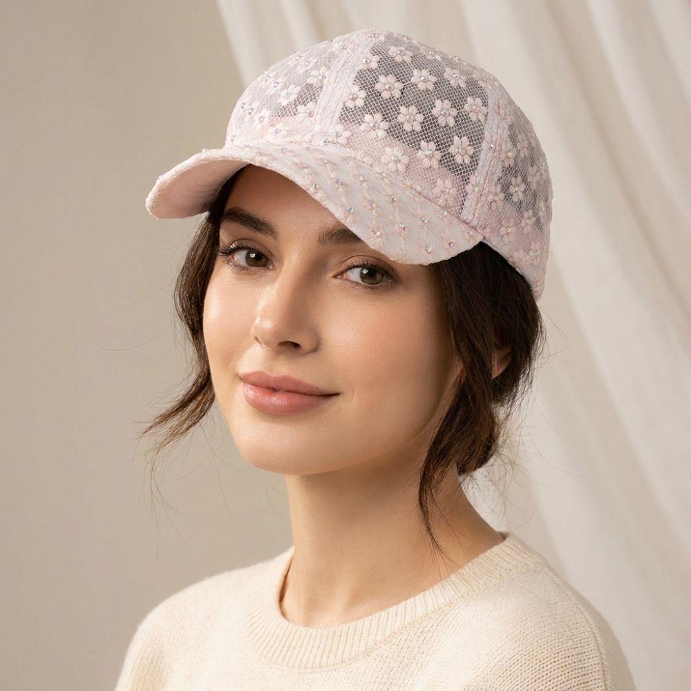 Lightweight Breathable Baseball Hat Hollow Floral Lace Outdoor Sun Hat  Female Fashion