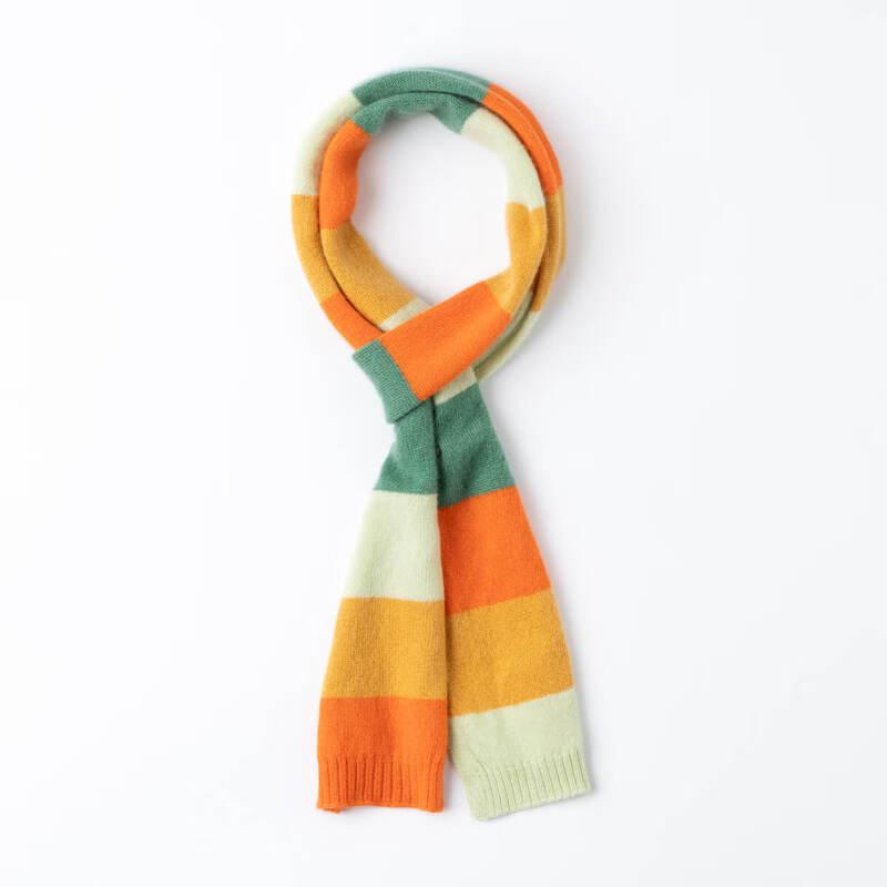 Sinuofude 100% Cashmere Spring Color-Block Scarf
