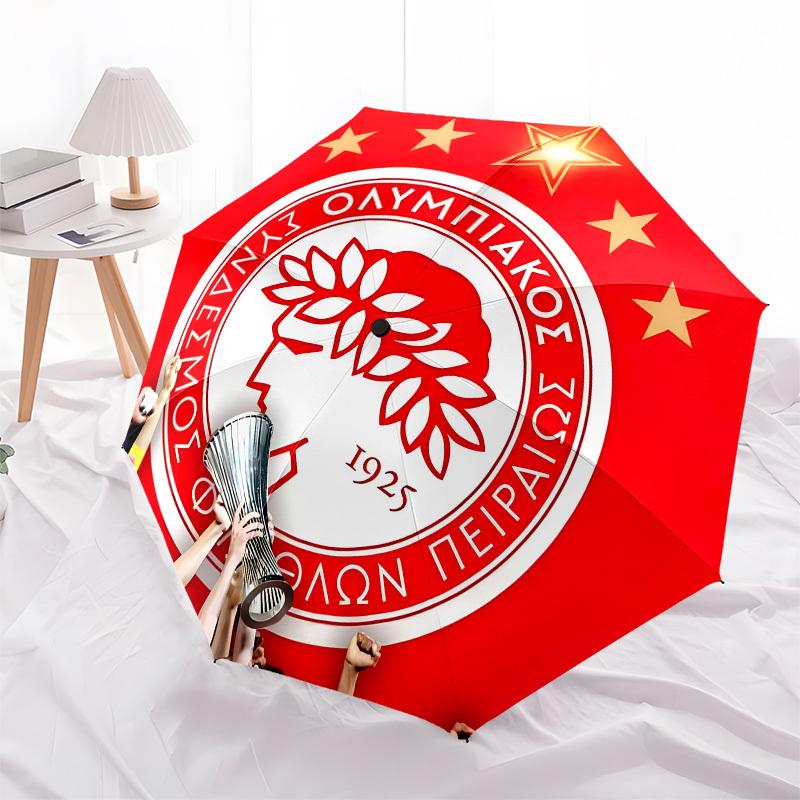 Olympiacos F.C. Ombrello Portatile Piraeus con Apertura e Chiusura Automatiche, Struttura a 8 Stecche, Adatto per Uomini e Donne in Tutte le Stagioni Perfetto