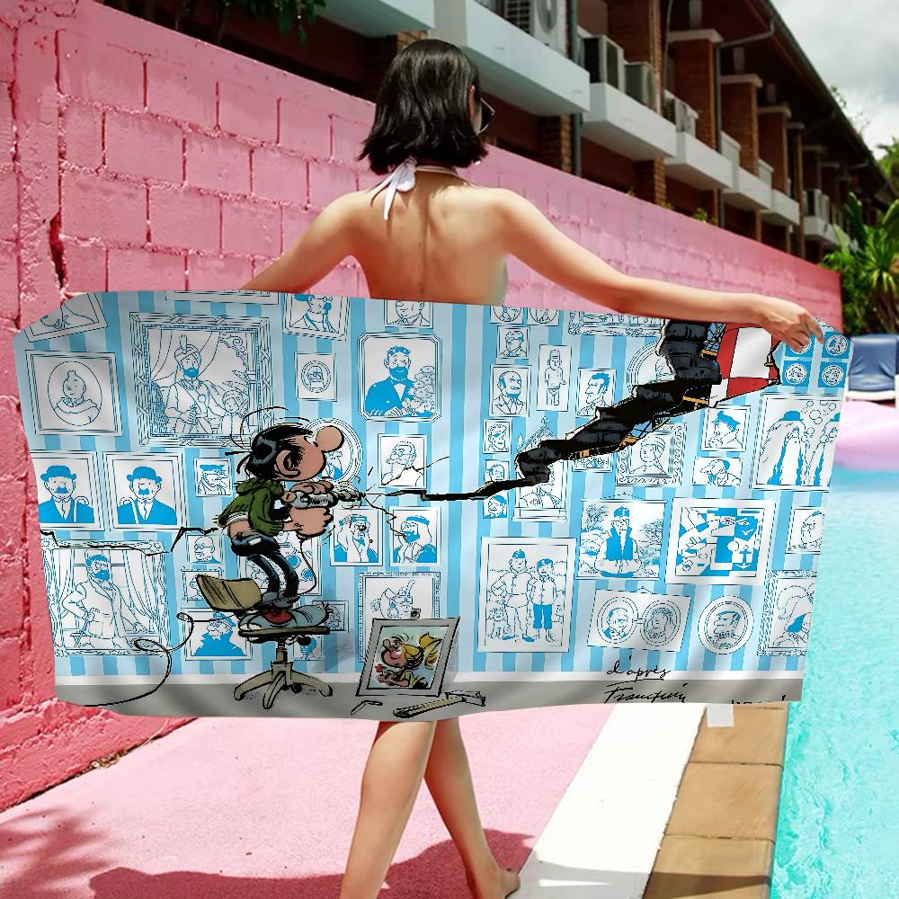 G-Gaston Lagaffe Anime Bath Towel Microfiber Soft Water Absorbing Breathable For Girl Kids Decorative Cartoon Beach Towel