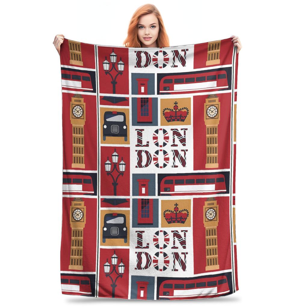 Affascinante Coperta Londra Flanella Primavera Autunno Multifunzione Coperta Morbidissima per Divano Divanetto Copriletto