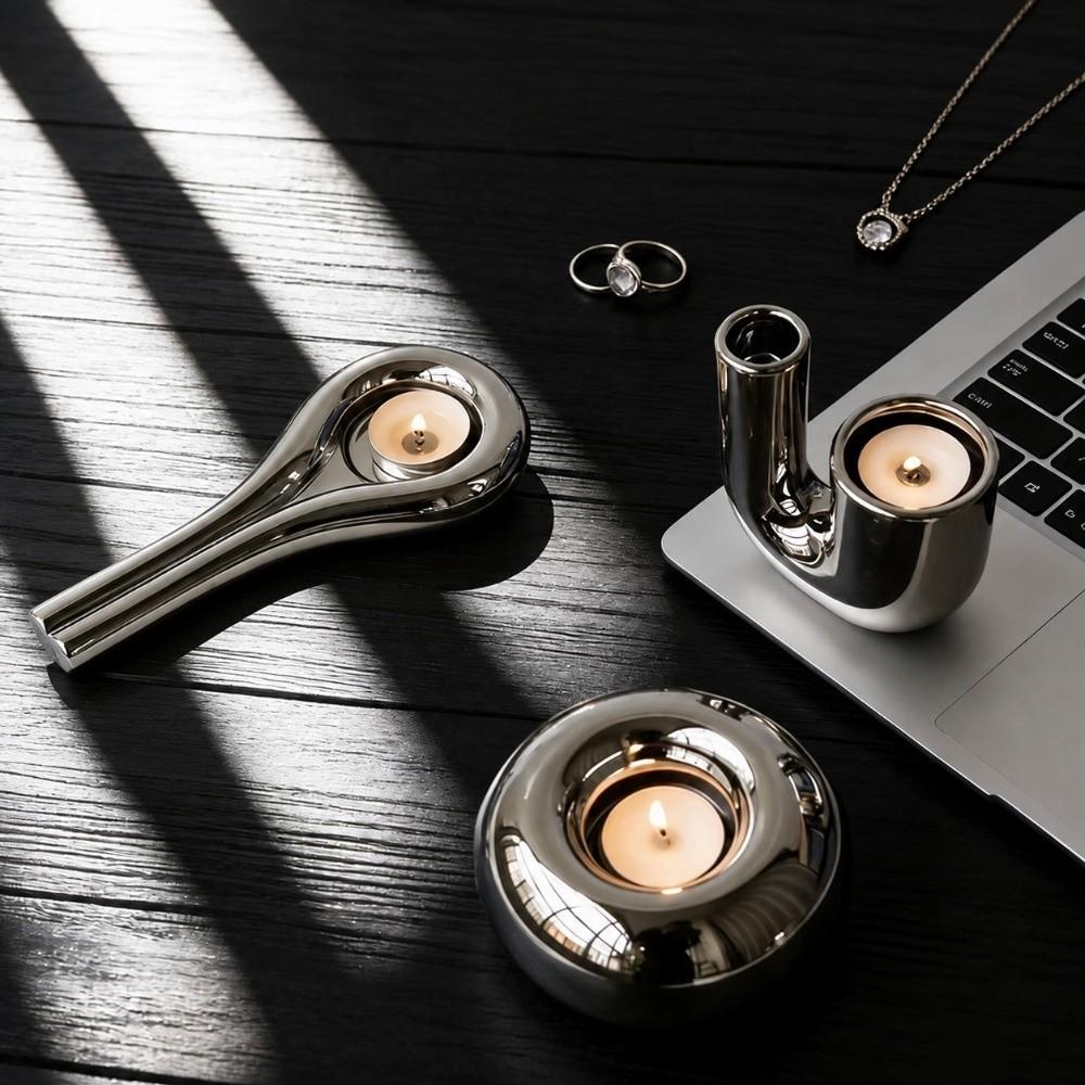 Tire Ornament Ceramic Candle Holder Circular Shape Creative Candle Pedestal Romantic Dinner