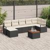 VidaXL 8-Piece Garden Sofa Set with Cushions Black Poly Rattan Acacia 3356402