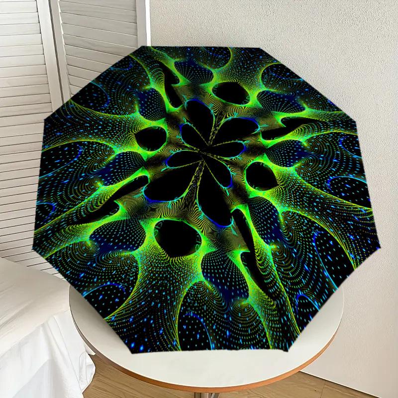 1pc Psychedelic Patterns Automatic Open/Close Umbrella with Windproof, 8-Rib Sturdy Canopy, Durable Ribs, Fashionable Design1198A