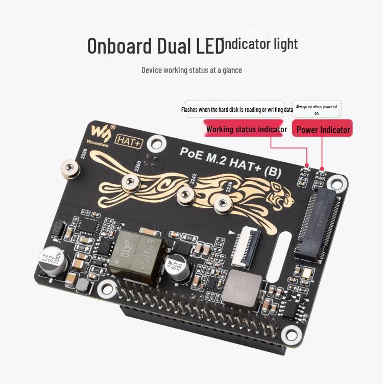 Raspberry Pi 5 PCIe to M.2 NVMe Expansion Board with PoE Power HAT