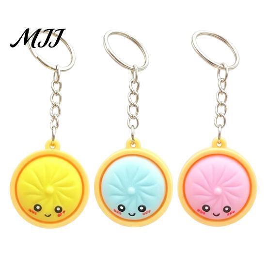Bag Accessory Keyring 3Pcs Mini Dumpling Keychain Pendant, Soft Food Charm Cartoon Pastel Color Snack Accessories for Bags Car Keys School Gym