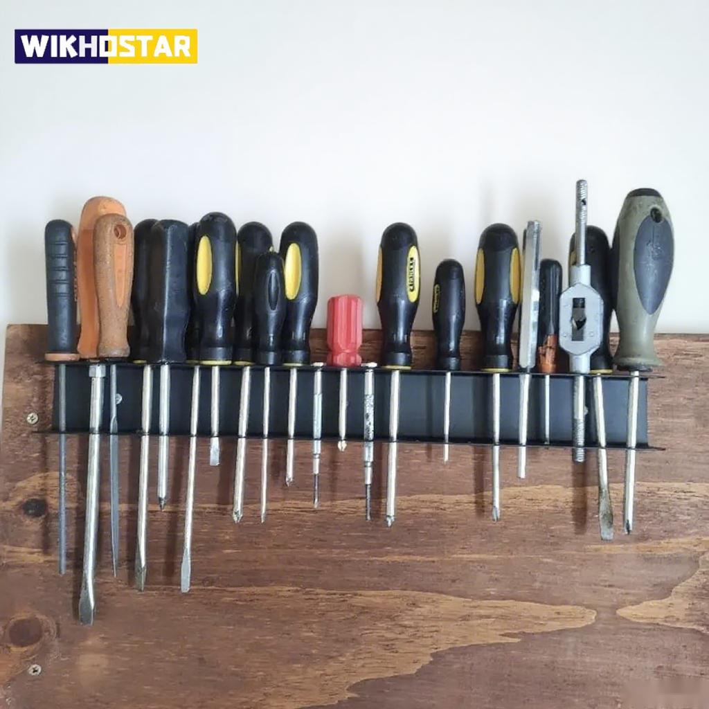 Suport de depozitare șurubelnițe cu 23 de găuri - Suport metalic cu mai multe găuri pentru economisirea spațiului pentru depozitarea sculelor, potrivit pentru organizarea garajului și a atelierului