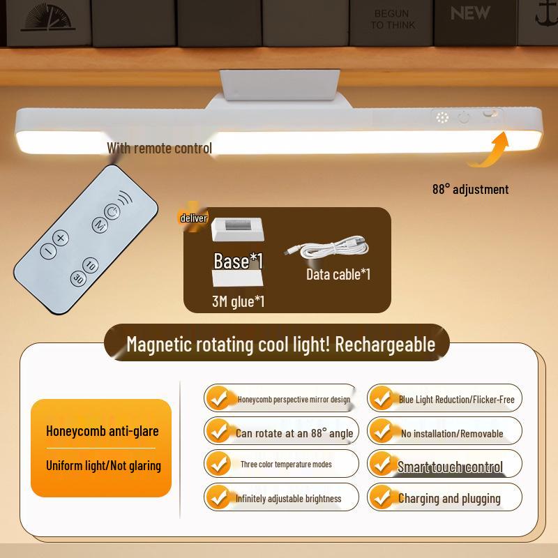 Rechargeable LED Desk Lamp: Eye-Protection, Magnetic, Dual-Use, Perfect for Dorms, Study, and Reading; USB-Powered.