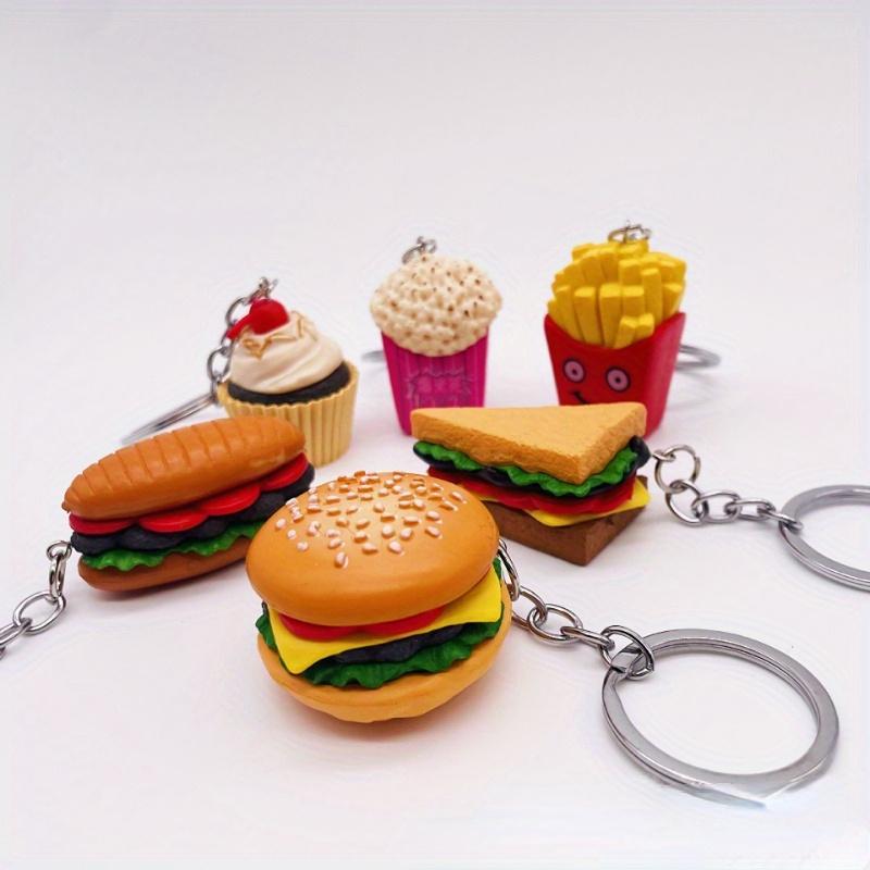 Creative Big Hamburger Simulation Food Keychain Holiday Gift Enamel Sandwich Automobile Hanging Ornament