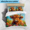Cow In Flower Field 3pcs Bedding,Including 1pc Duvet Cover And 2pcs Pillowcases Perfect for Christmas,Ideal for Bedroom, Dormitory