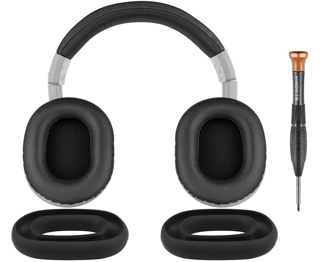 SOULWIT Ear Pads Headband Covers Earpad Covers Compatible with Audio Technica ATH Replacement Headphone Compatible Headstrap Repair Parts Black + +