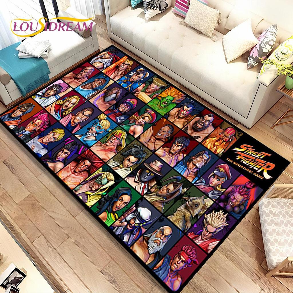 Street Fighter Retro-Game-Gamer-Bereichsteppich, Teppich für Wohnzimmer, Schlafzimmer, Sofa, Fußmatte, Dekoration, rutschfeste Bodenmatte für Kinderspiele